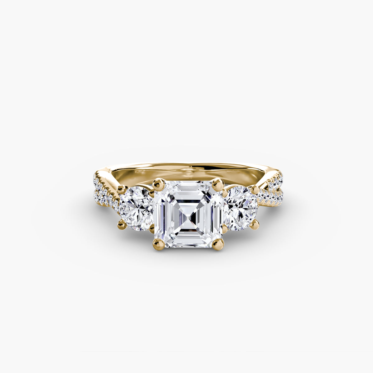 Three-Stone with Pavé Band 2 – Ringfassung / Ring setting