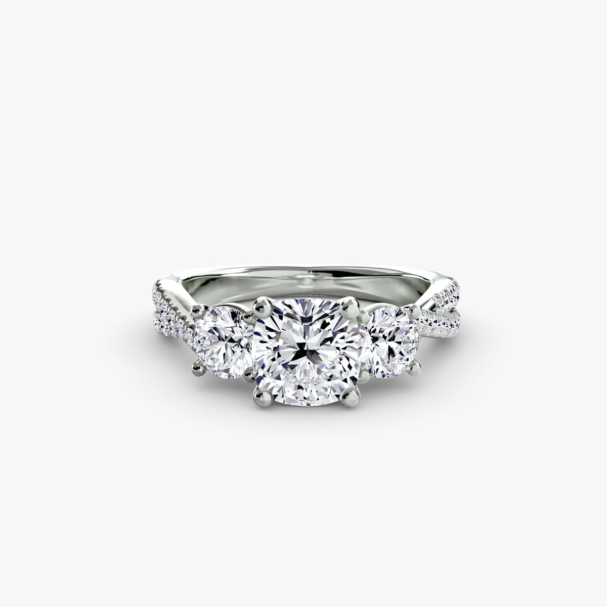 Three-Stone with Pavé Band 2 – Ringfassung / Ring setting