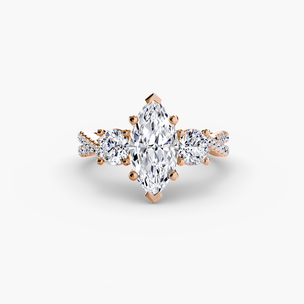 Three-Stone with Pavé Band 2 – Ringfassung / Ring setting