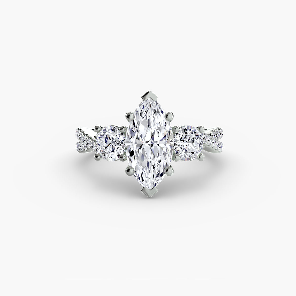 Three-Stone with Pavé Band 2 – Ringfassung / Ring setting