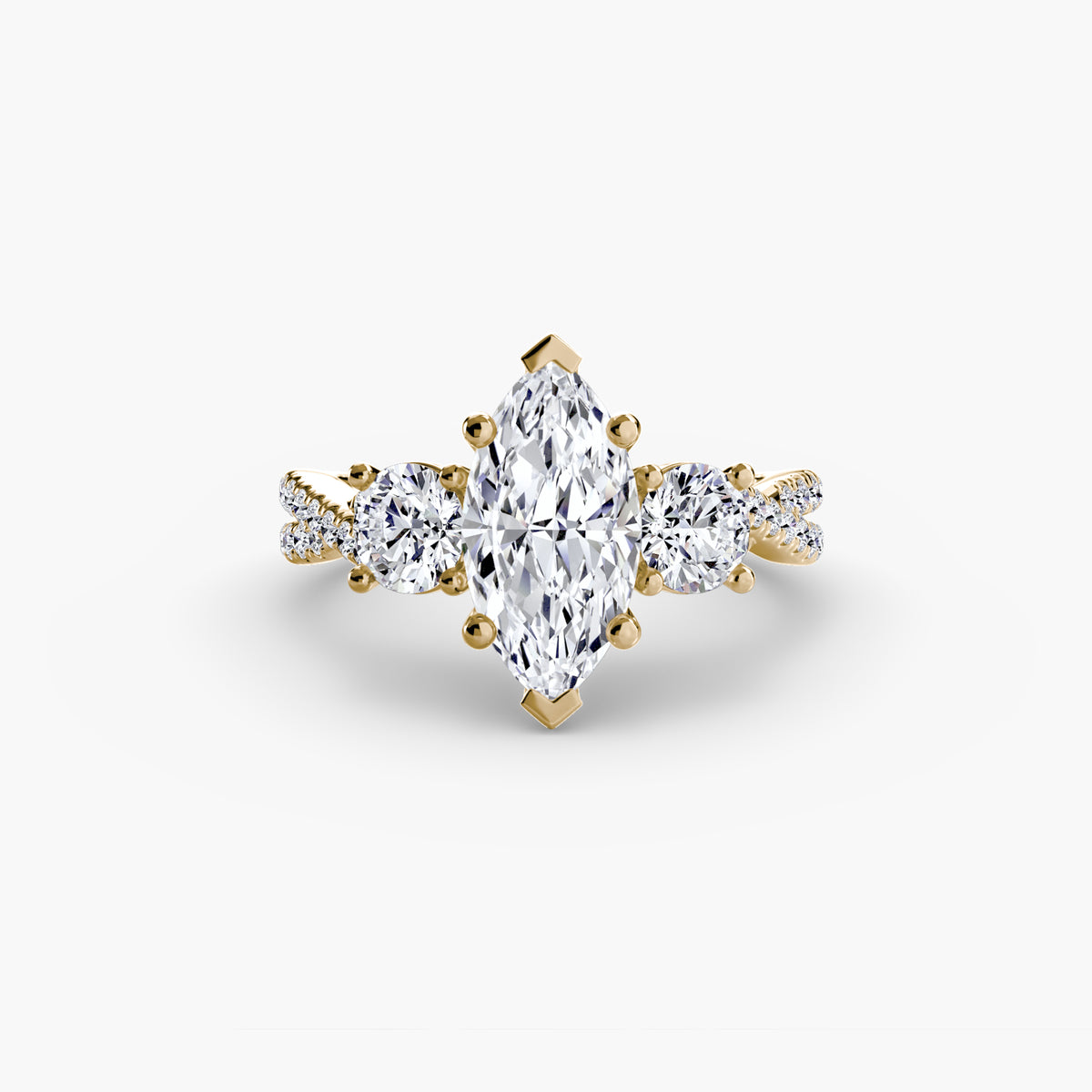 Three-Stone with Pavé Band 2 – Ringfassung / Ring setting