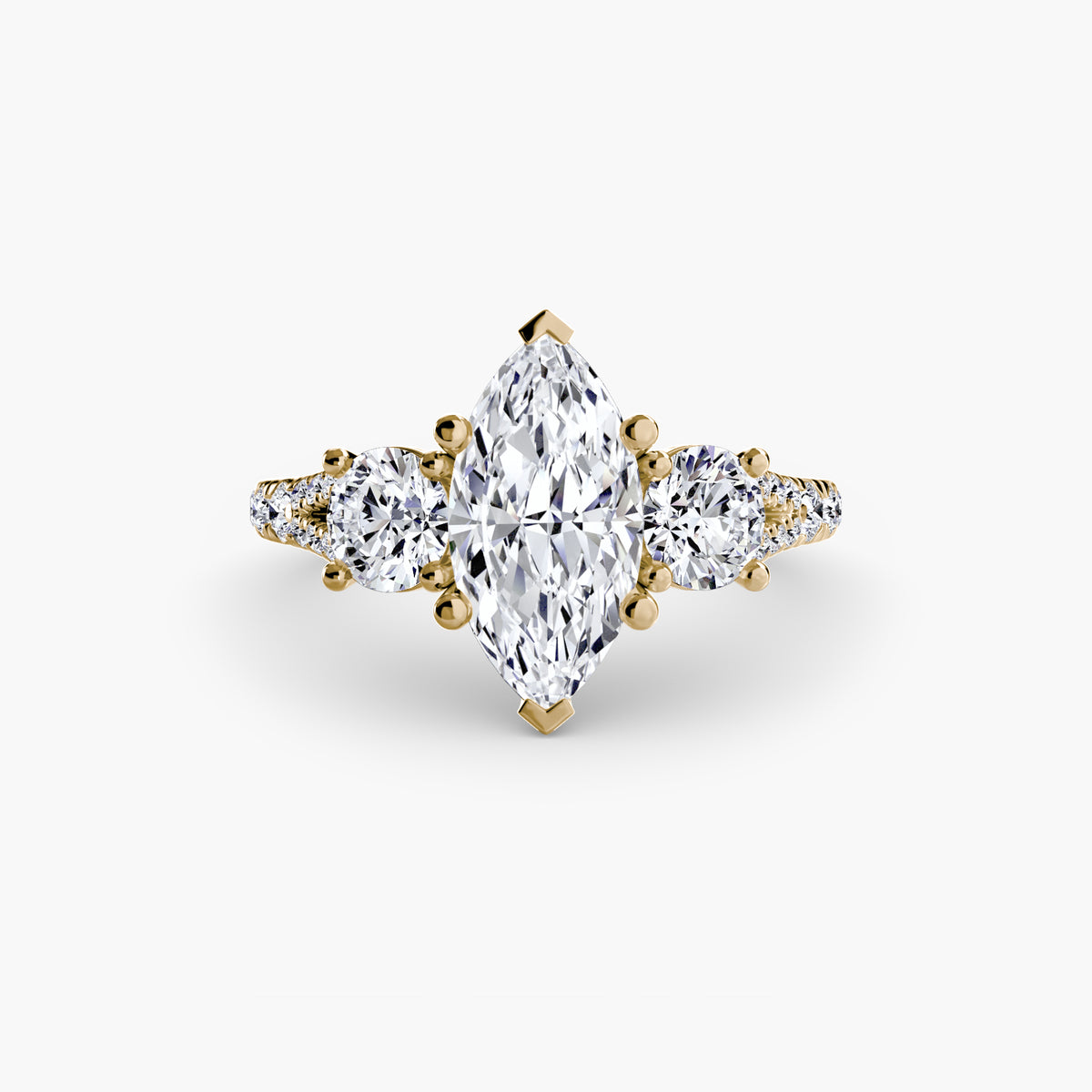 Three-Stone with Pavé Band 3 – Ringfassung / Ring setting