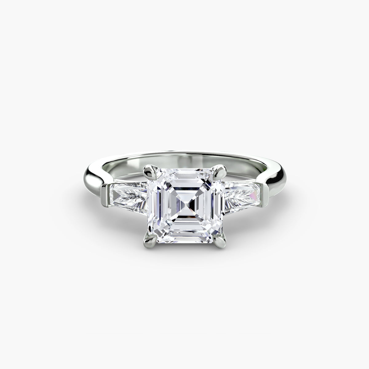Three-Stone Ring (Baguette Side Stones) – Ringfassung / Ring setting
