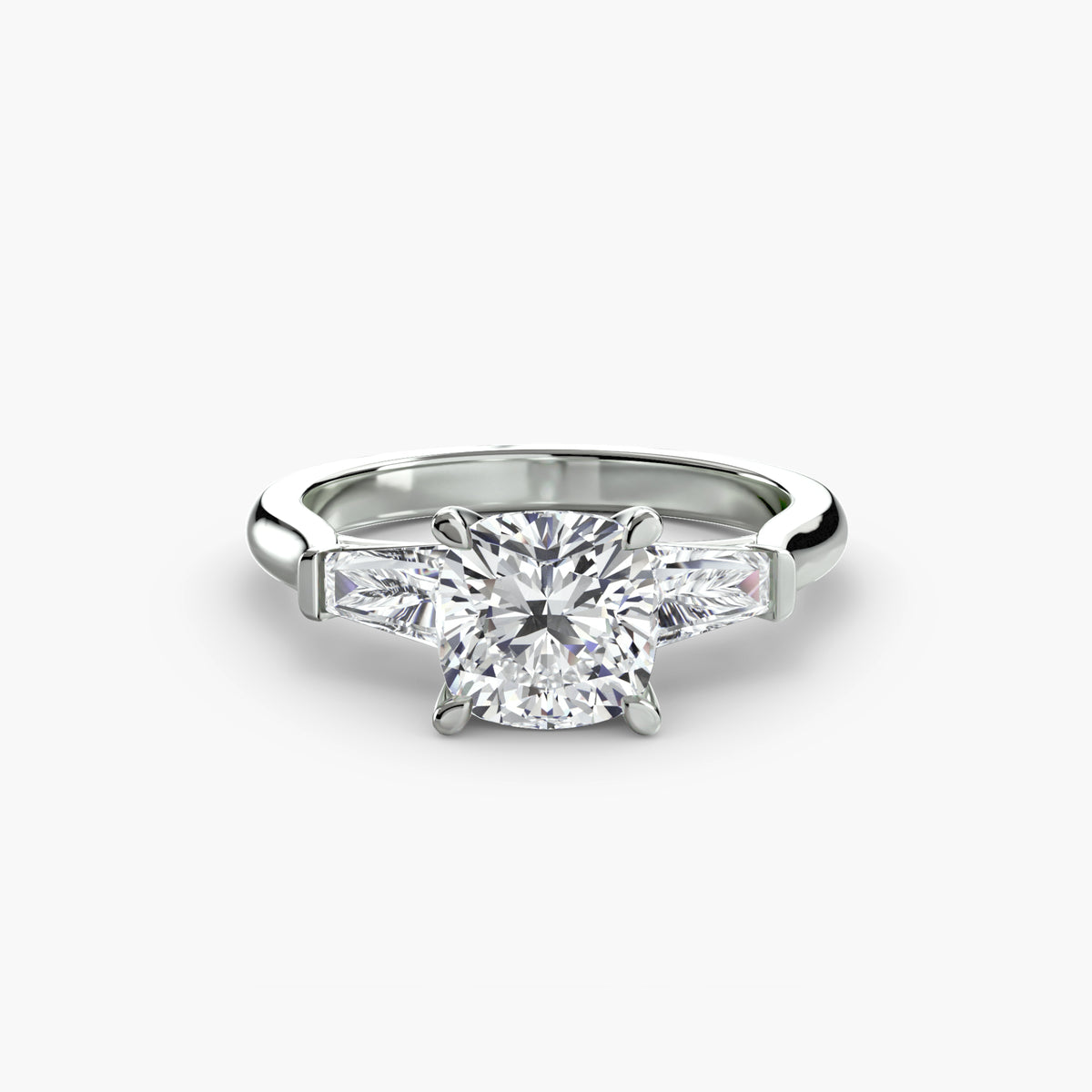 Three-Stone Ring (Baguette Side Stones) – Ringfassung / Ring setting