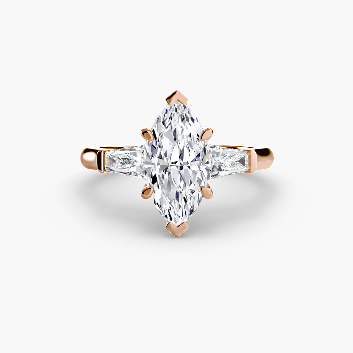 Three-Stone Ring (Baguette Side Stones) – Ringfassung / Ring setting