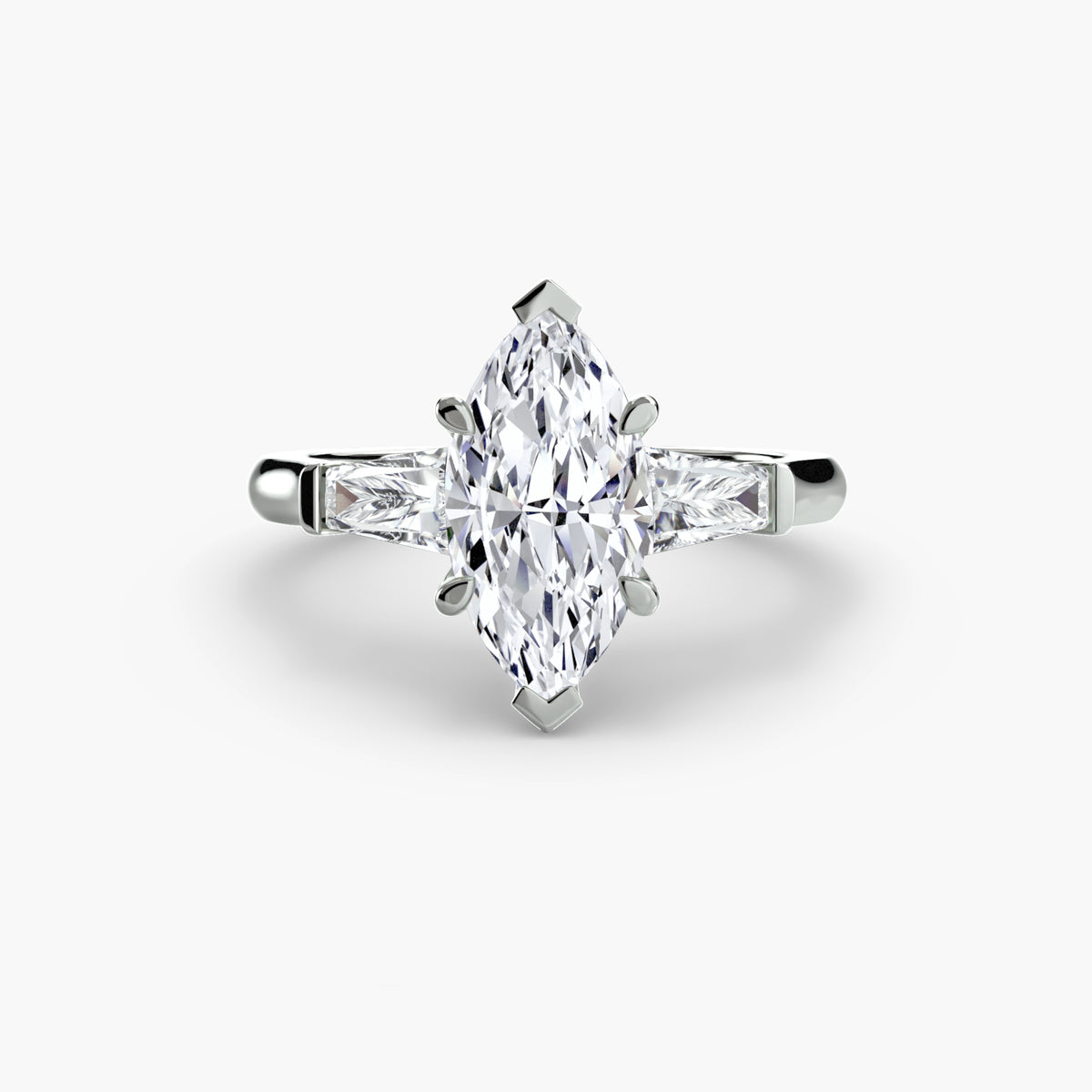 Three-Stone Ring (Baguette Side Stones) – Ringfassung / Ring setting
