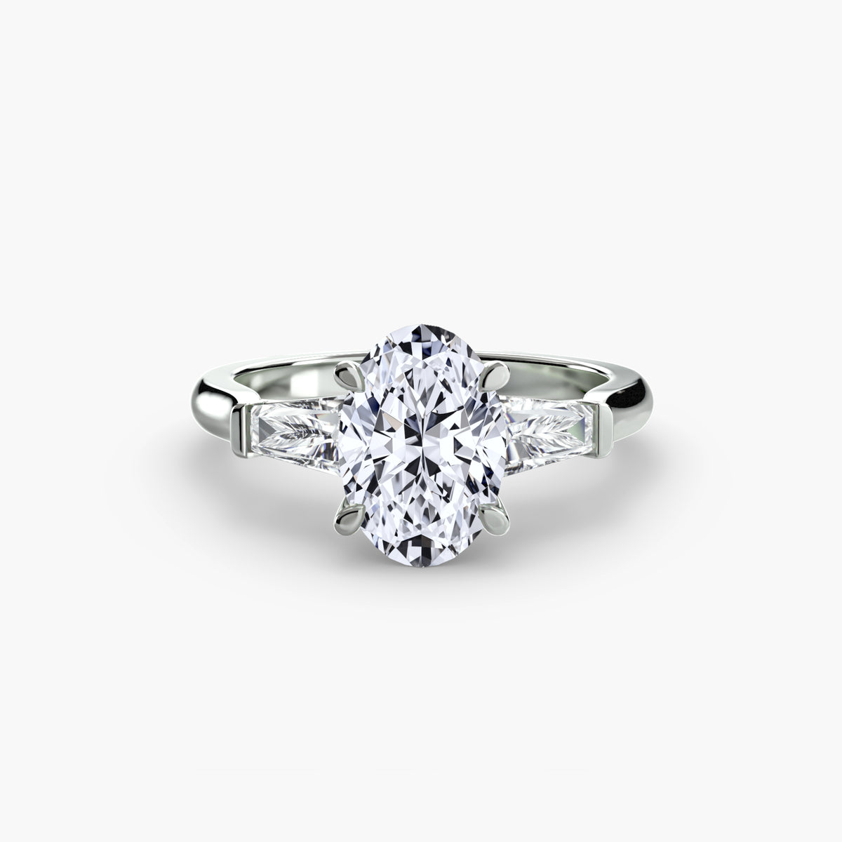 Three-Stone Ring (Baguette Side Stones) – Ringfassung / Ring setting