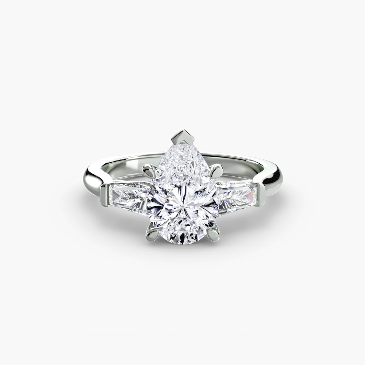 Three-Stone Ring (Baguette Side Stones) – Ringfassung / Ring setting