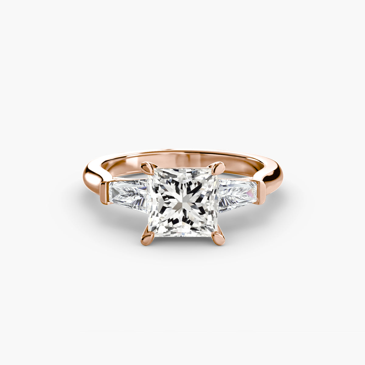 Three-Stone Ring (Baguette Side Stones) – Ringfassung / Ring setting