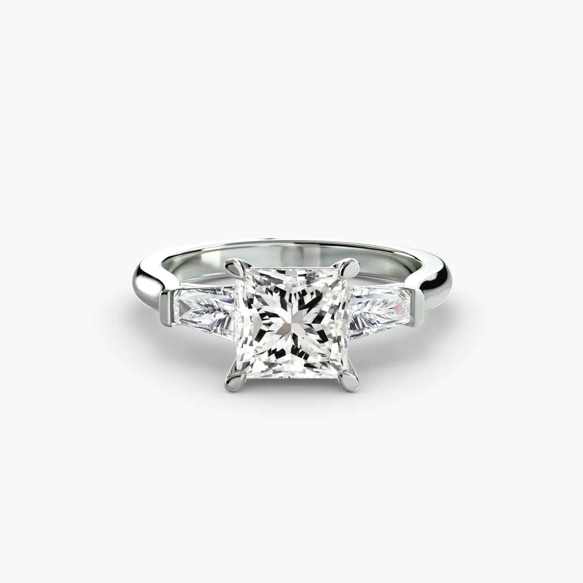 Three-Stone Ring (Baguette Side Stones) – Ringfassung / Ring setting