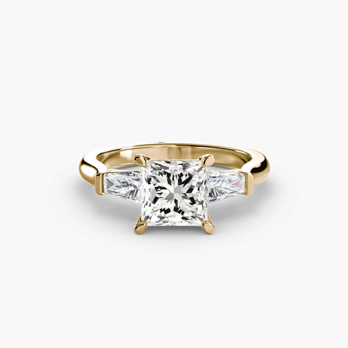 Three-Stone Ring (Baguette Side Stones) – Ringfassung / Ring setting