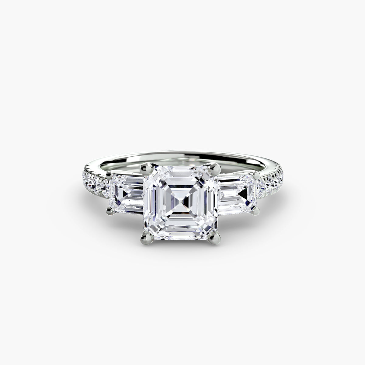 Three-Stone Ring with Pavé Band 4 – Ringfassung / Ring setting