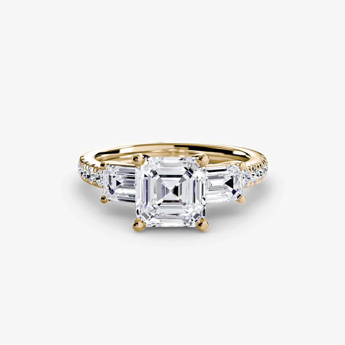 Three-Stone Ring with Pavé Band 4 – Ringfassung / Ring setting
