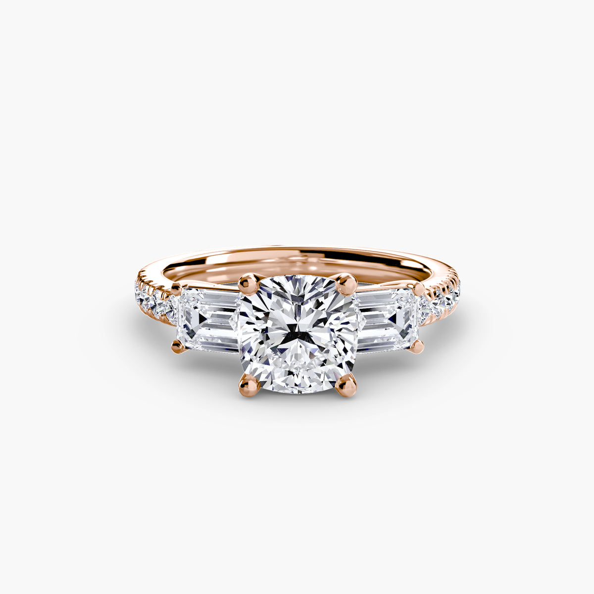 Three-Stone Ring with Pavé Band 4 – Ringfassung / Ring setting