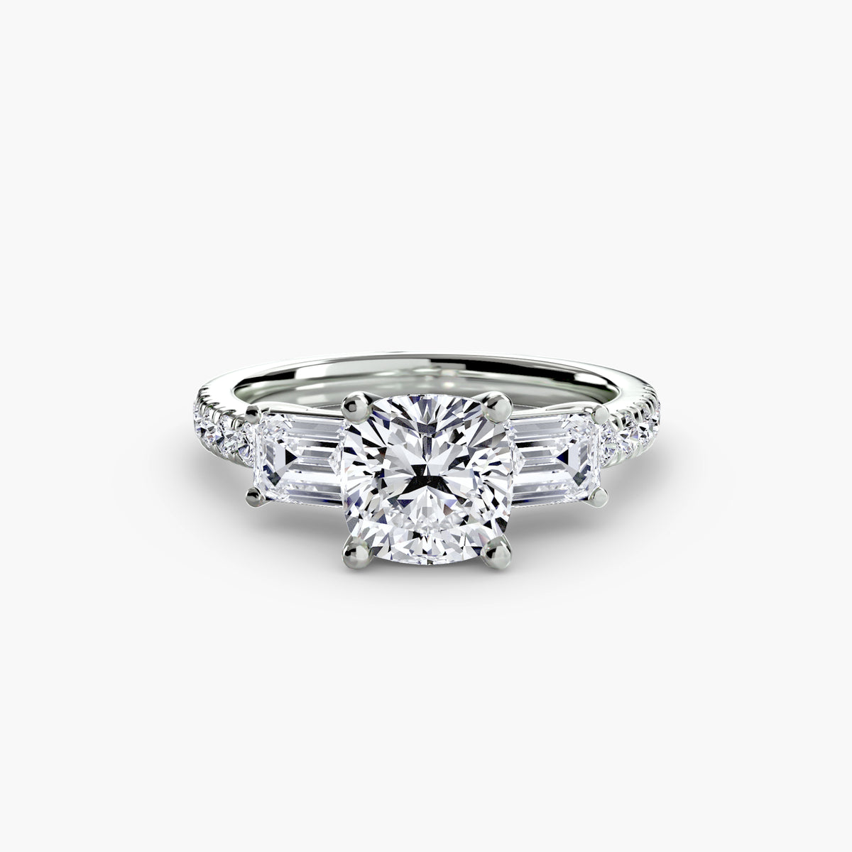 Three-Stone Ring with Pavé Band 4 – Ringfassung / Ring setting