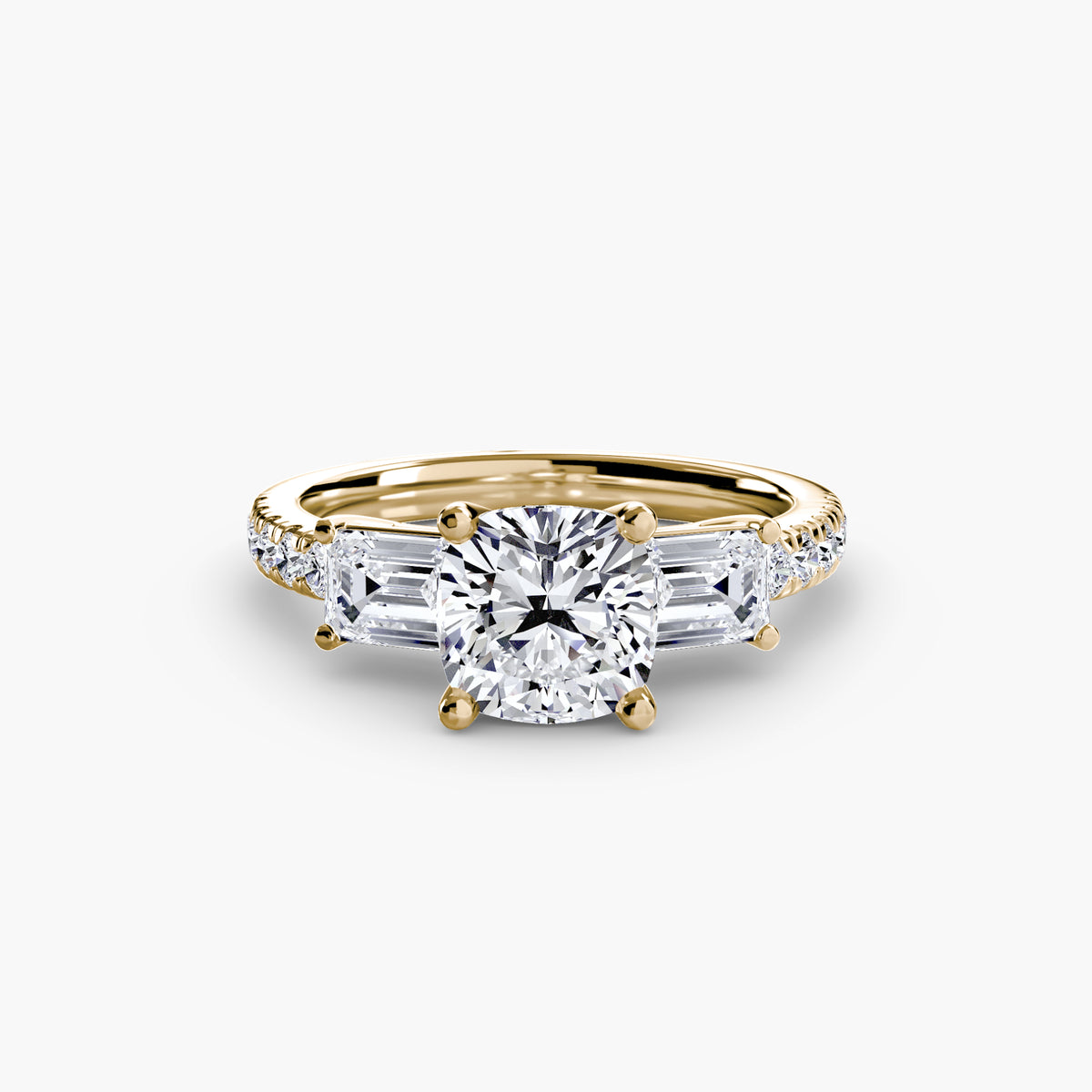 Three-Stone Ring with Pavé Band 4 – Ringfassung / Ring setting