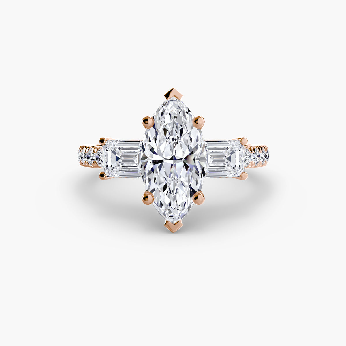 Three-Stone Ring with Pavé Band 4 – Ringfassung / Ring setting