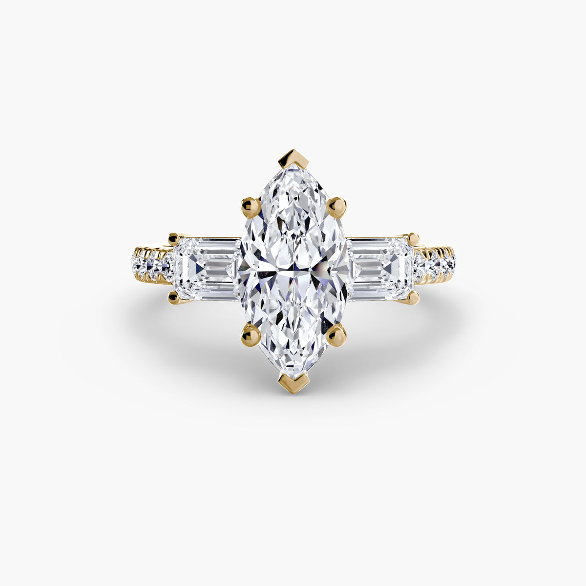 Three-Stone Ring with Pavé Band 4 – Ringfassung / Ring setting