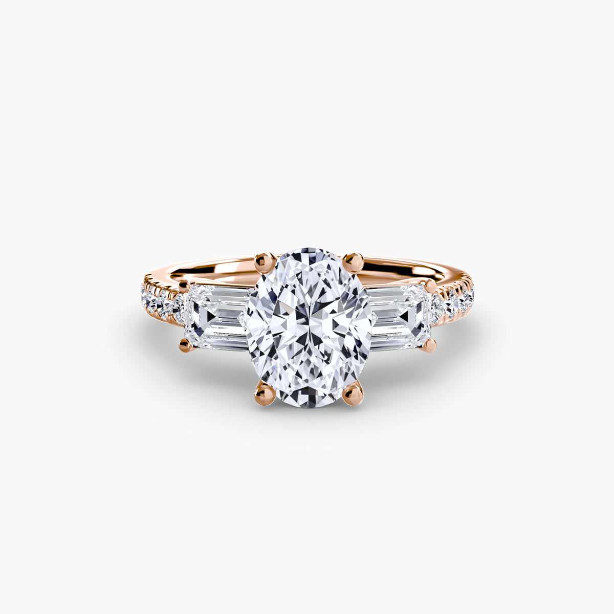 Three-Stone Ring with Pavé Band 4 – Ringfassung / Ring setting