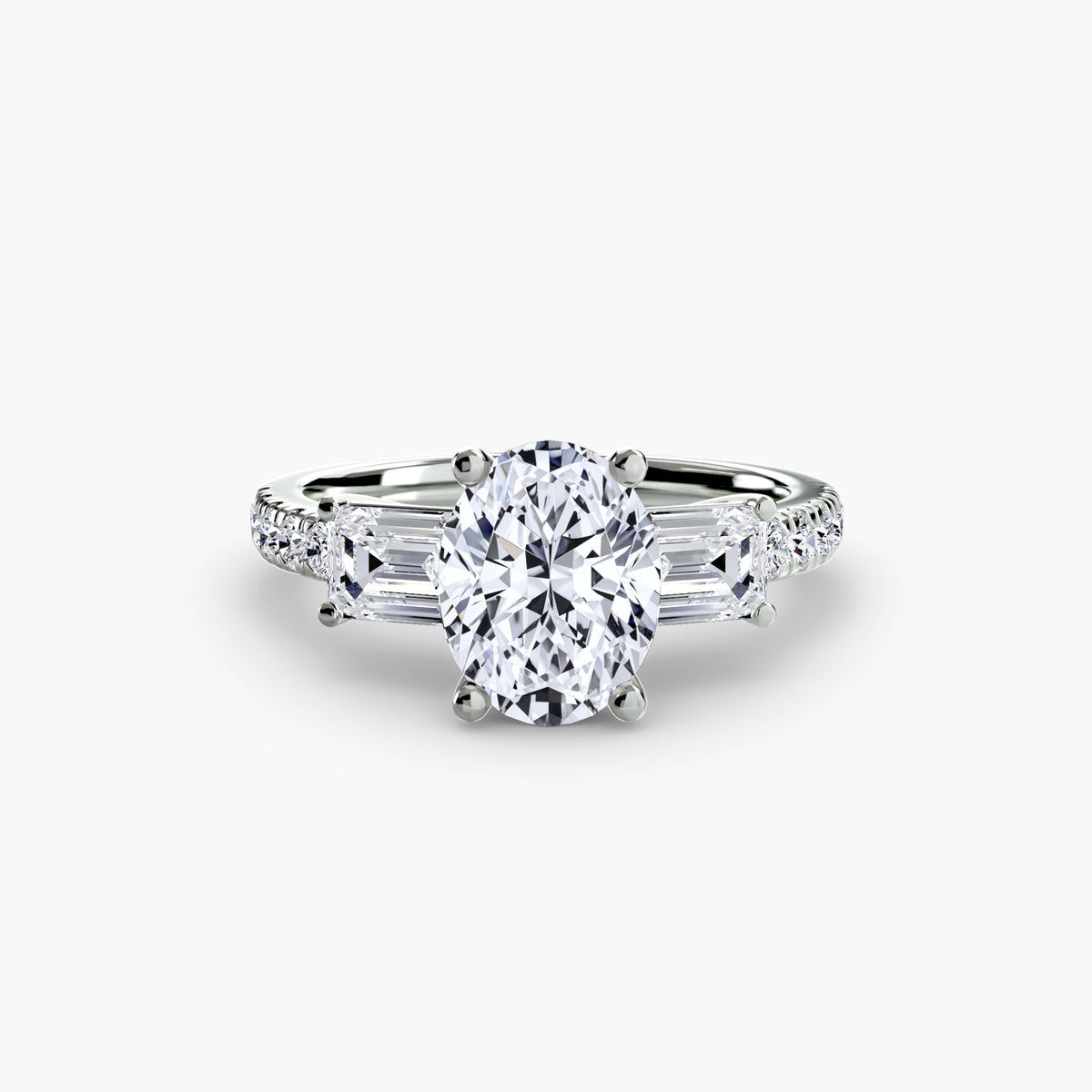 Three-Stone Ring with Pavé Band 4 – Ringfassung / Ring setting