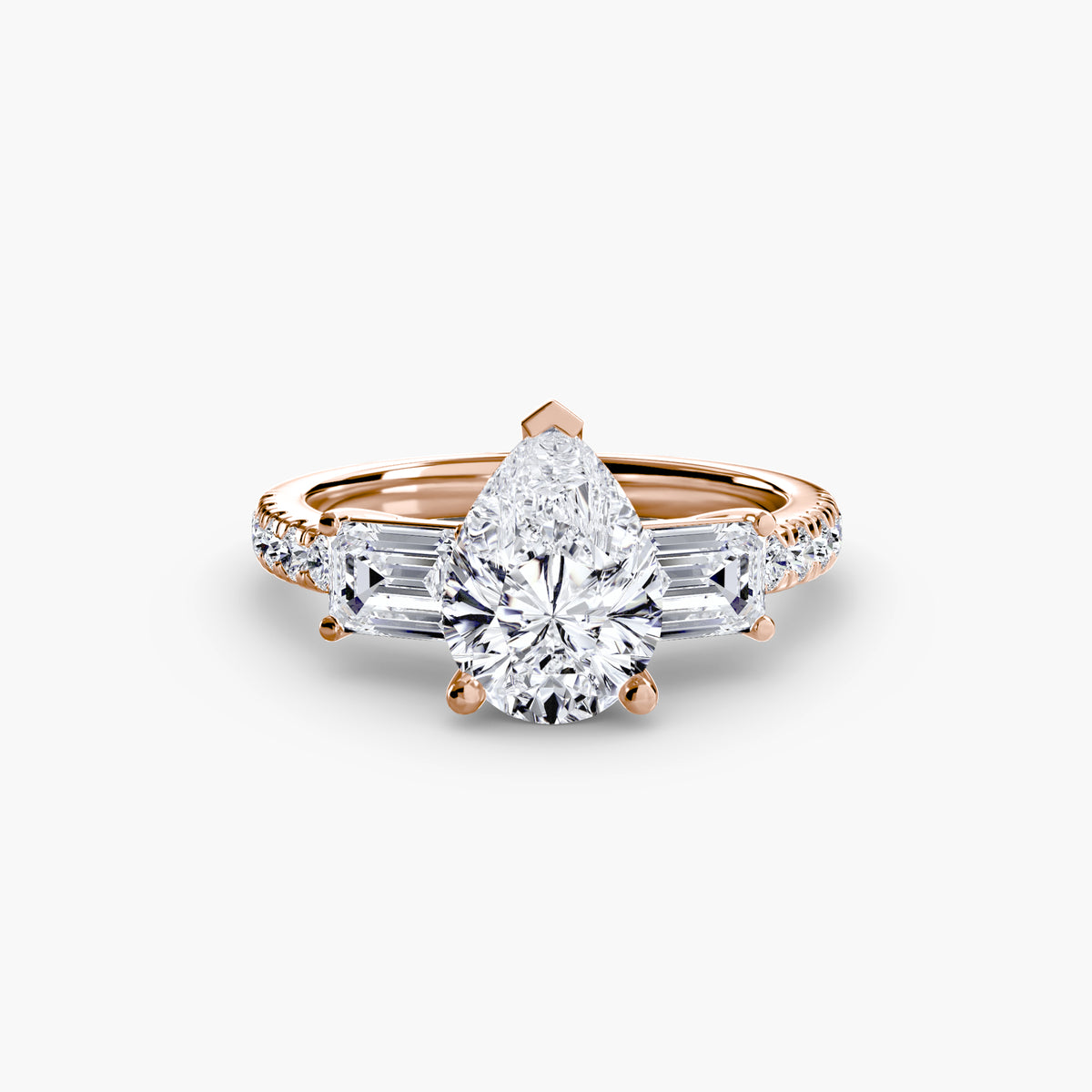 Three-Stone Ring with Pavé Band 4 – Ringfassung / Ring setting