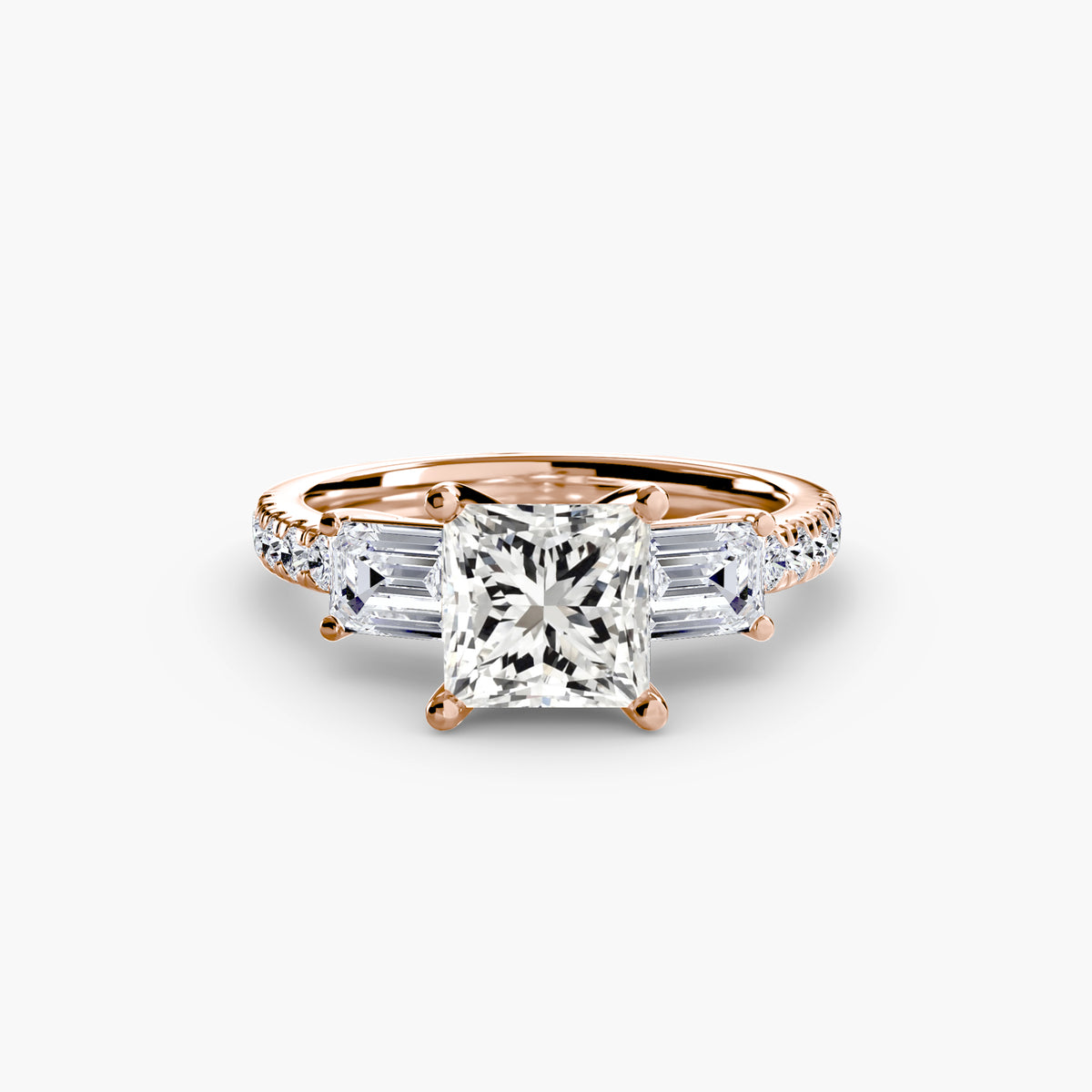Three-Stone Ring with Pavé Band 4 – Ringfassung / Ring setting