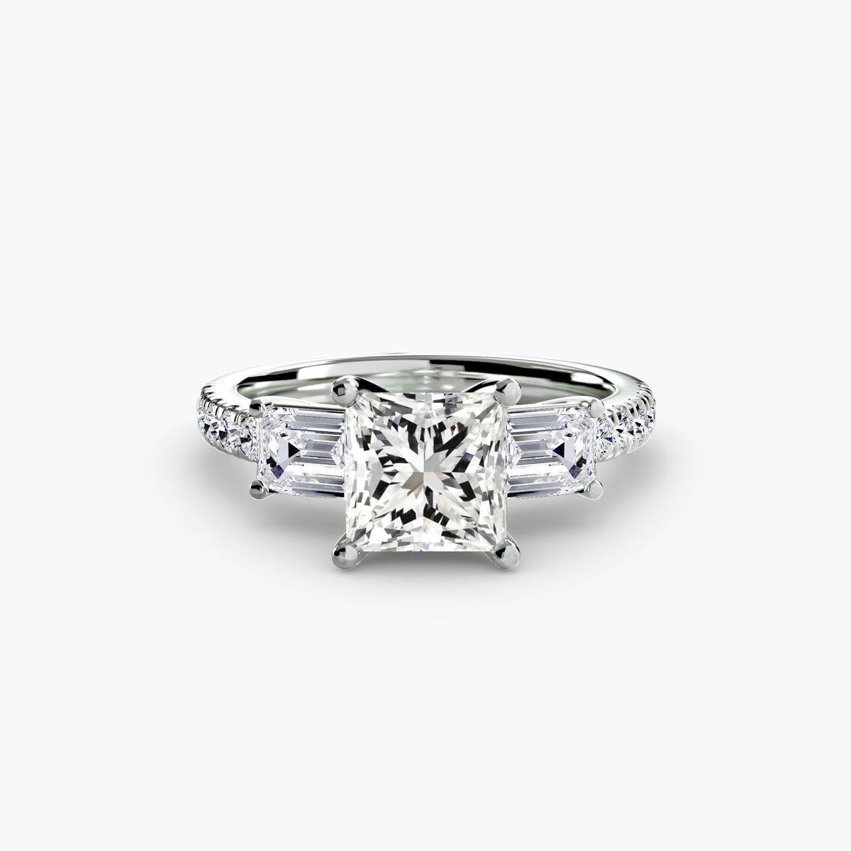 Three-Stone Ring with Pavé Band 4 – Ringfassung / Ring setting