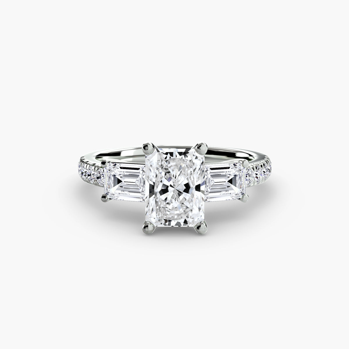 Three-Stone Ring with Pavé Band 4 – Ringfassung / Ring setting