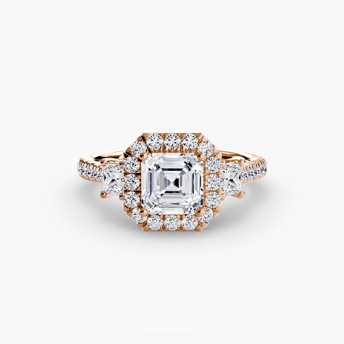Three-Stone Ring with Halo 2 – Ringfassung / Ring setting