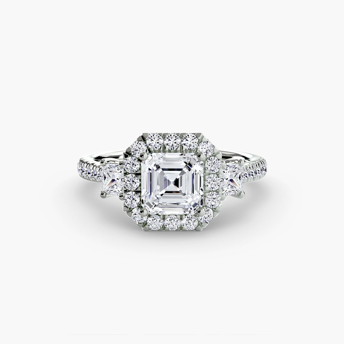 Three-Stone Ring with Halo 2 – Ringfassung / Ring setting