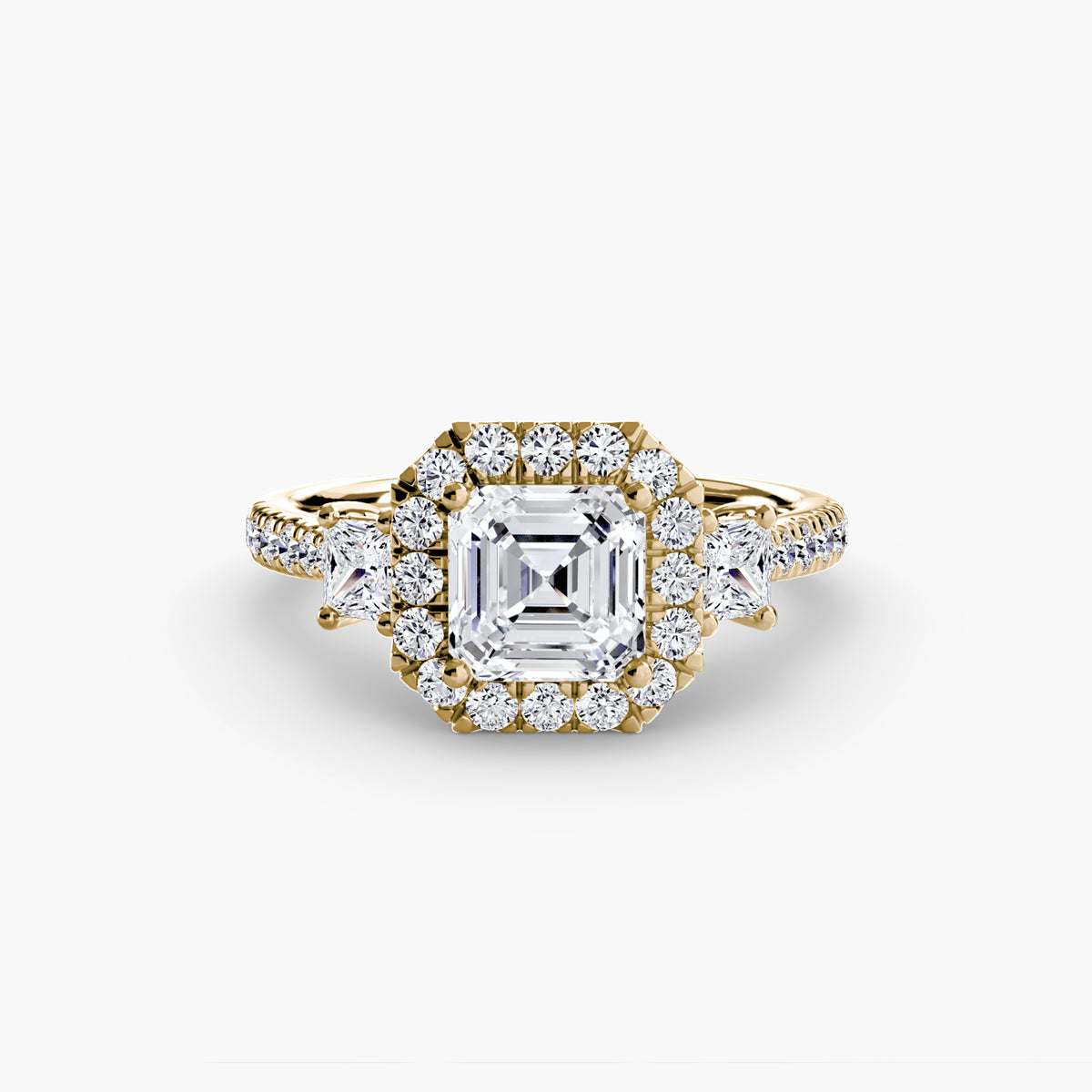 Three-Stone Ring with Halo 2 – Ringfassung / Ring setting