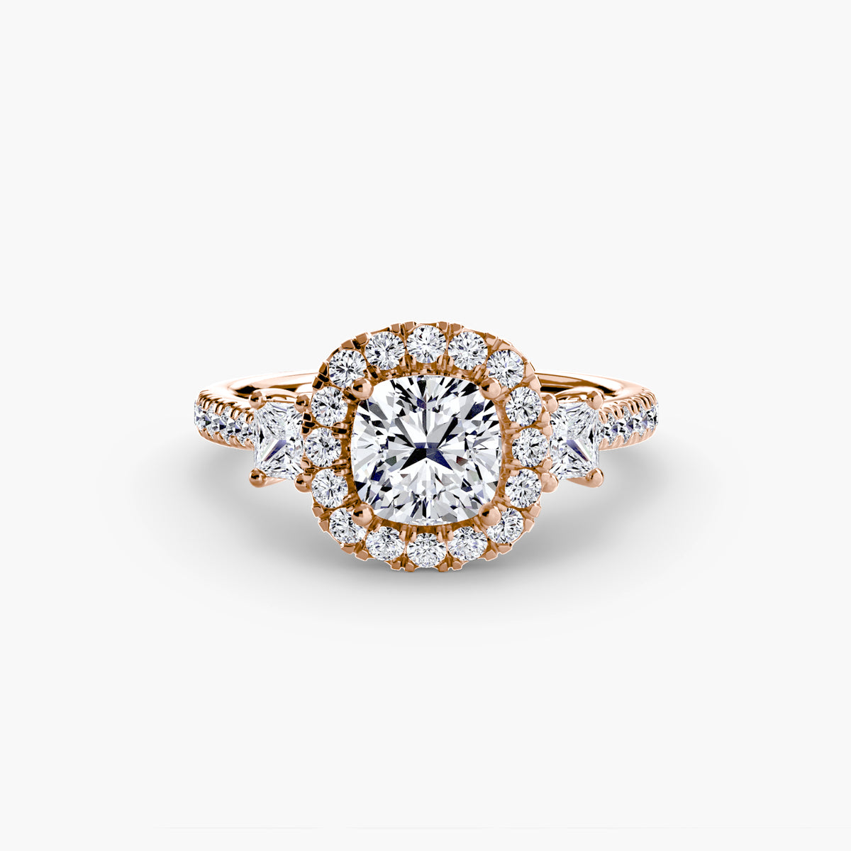 Three-Stone Ring with Halo 2 – Ringfassung / Ring setting