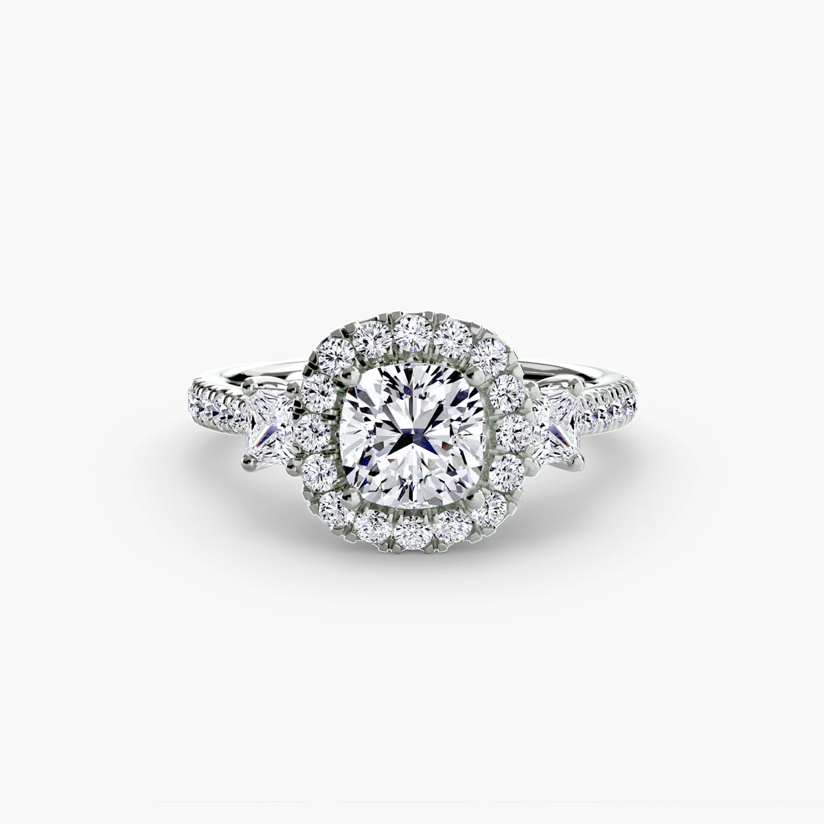 Three-Stone Ring with Halo 2 – Ringfassung / Ring setting