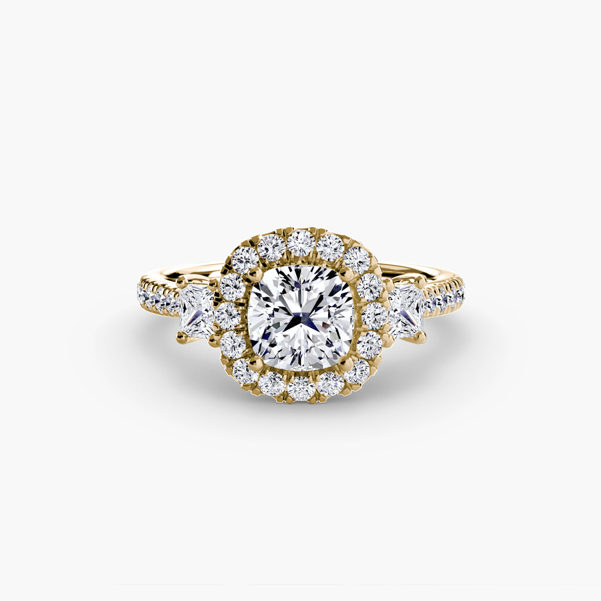 Three-Stone Ring with Halo 2 – Ringfassung / Ring setting