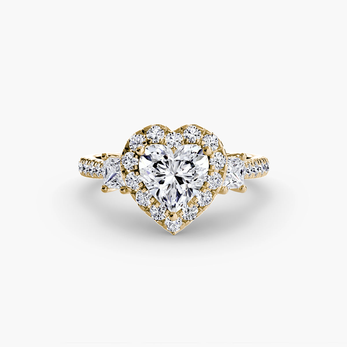 Three-Stone Ring with Halo 2 – Ringfassung / Ring setting