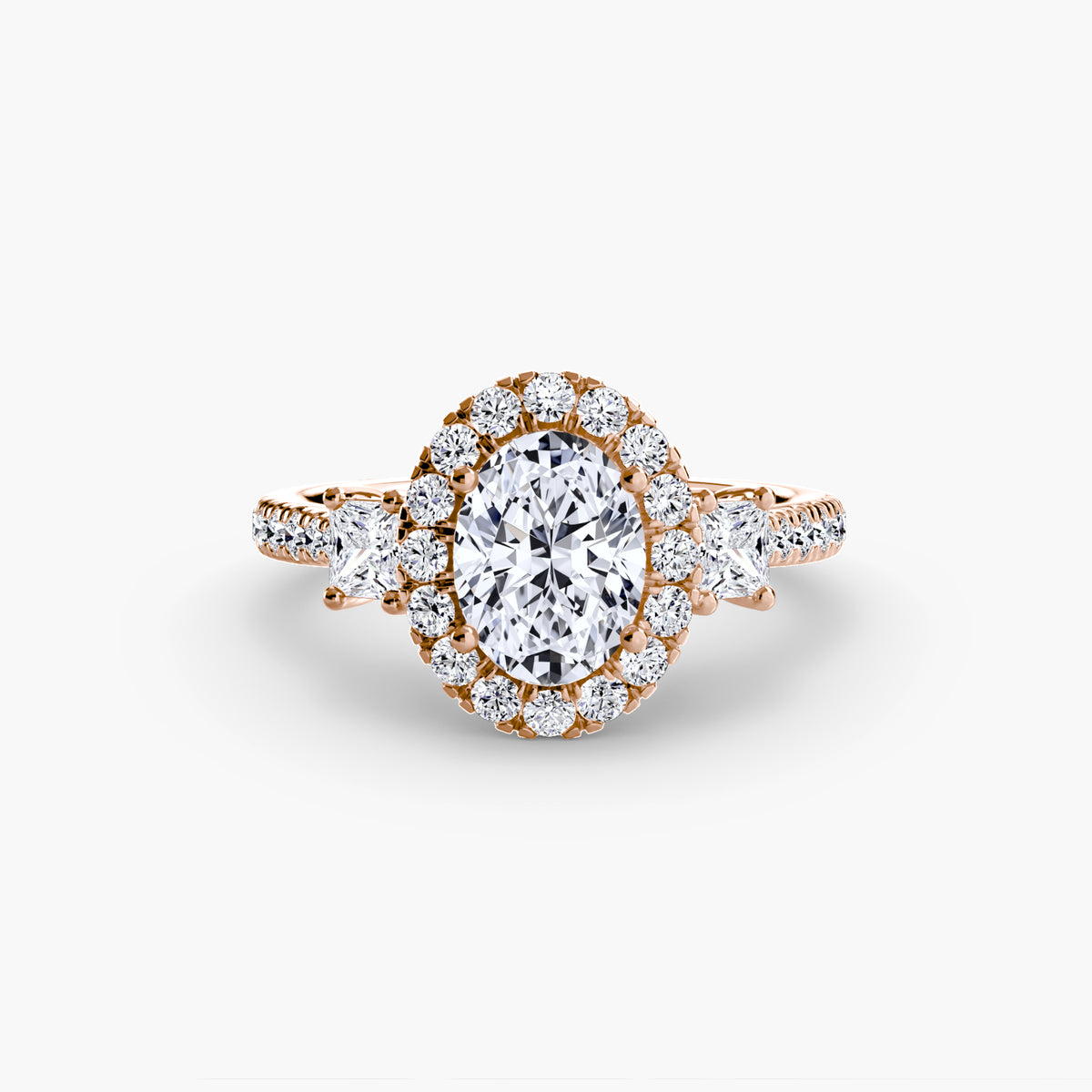 Three-Stone Ring with Halo 2 – Ringfassung / Ring setting