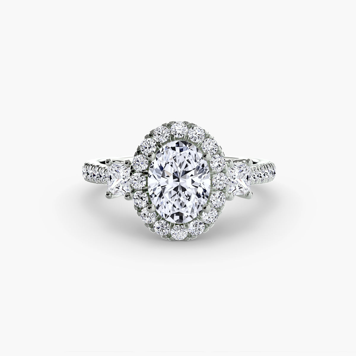 Three-Stone Ring with Halo 2 – Ringfassung / Ring setting