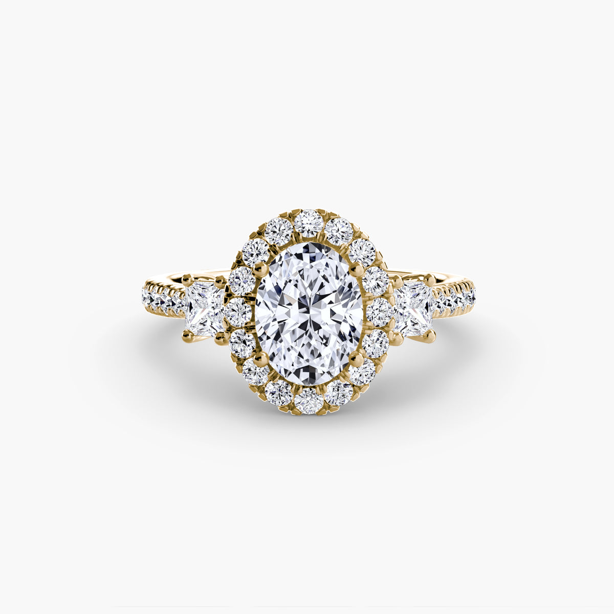 Three-Stone Ring with Halo 2 – Ringfassung / Ring setting