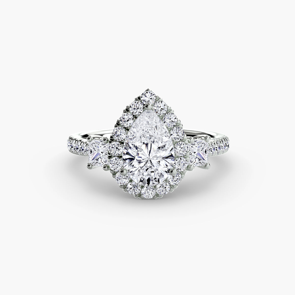 Three-Stone Ring with Halo 2 – Ringfassung / Ring setting