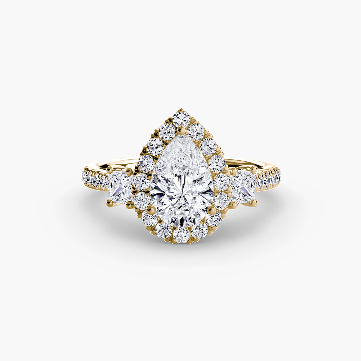Three-Stone Ring with Halo 2 – Ringfassung / Ring setting