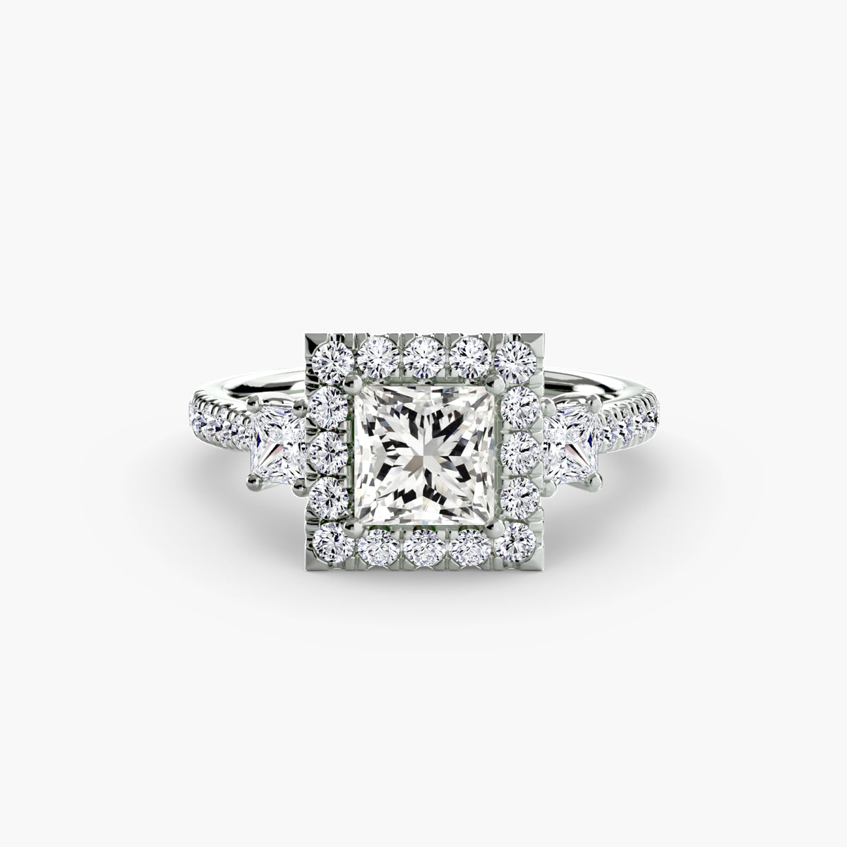 Three-Stone Ring with Halo 2 – Ringfassung / Ring setting