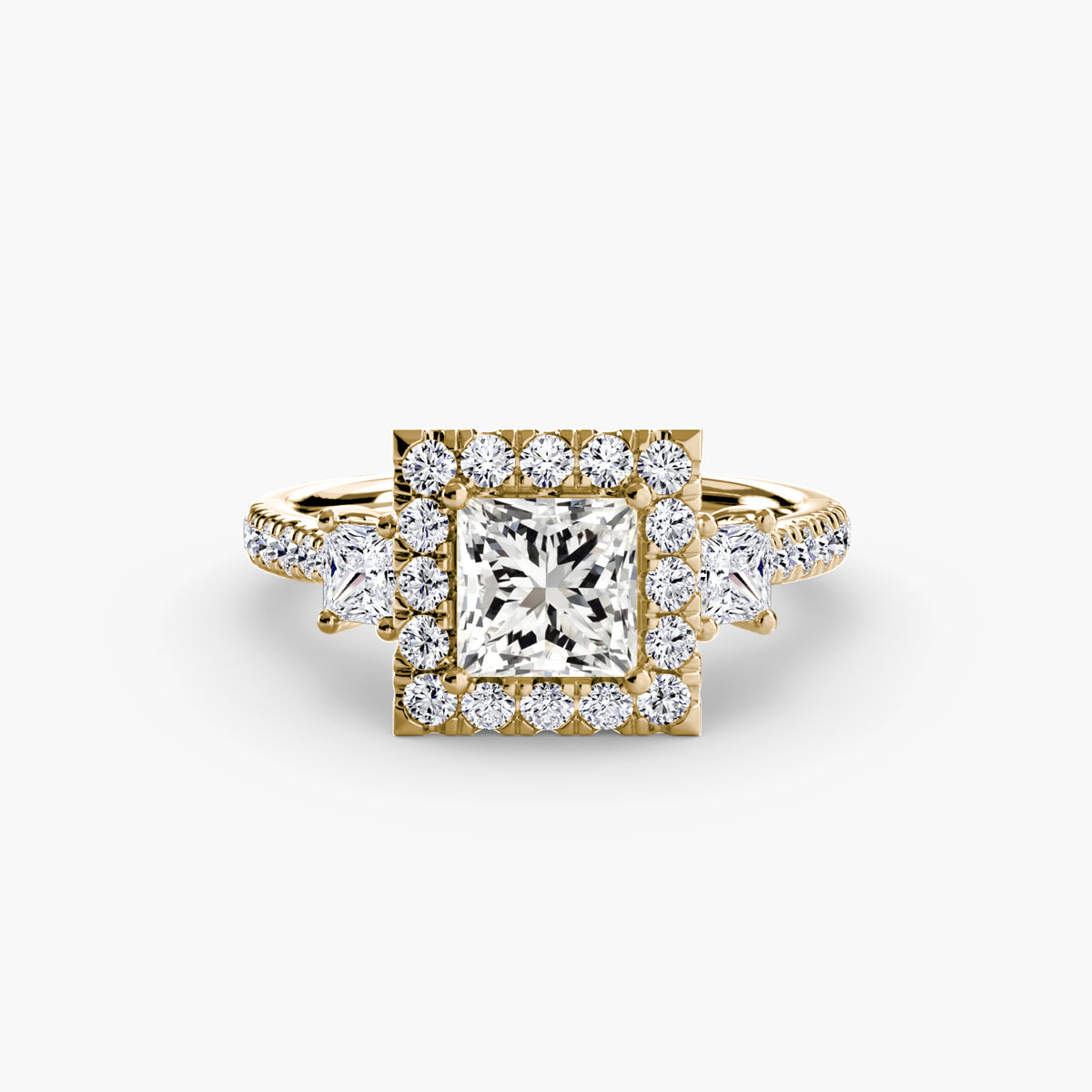 Three-Stone Ring with Halo 2 – Ringfassung / Ring setting