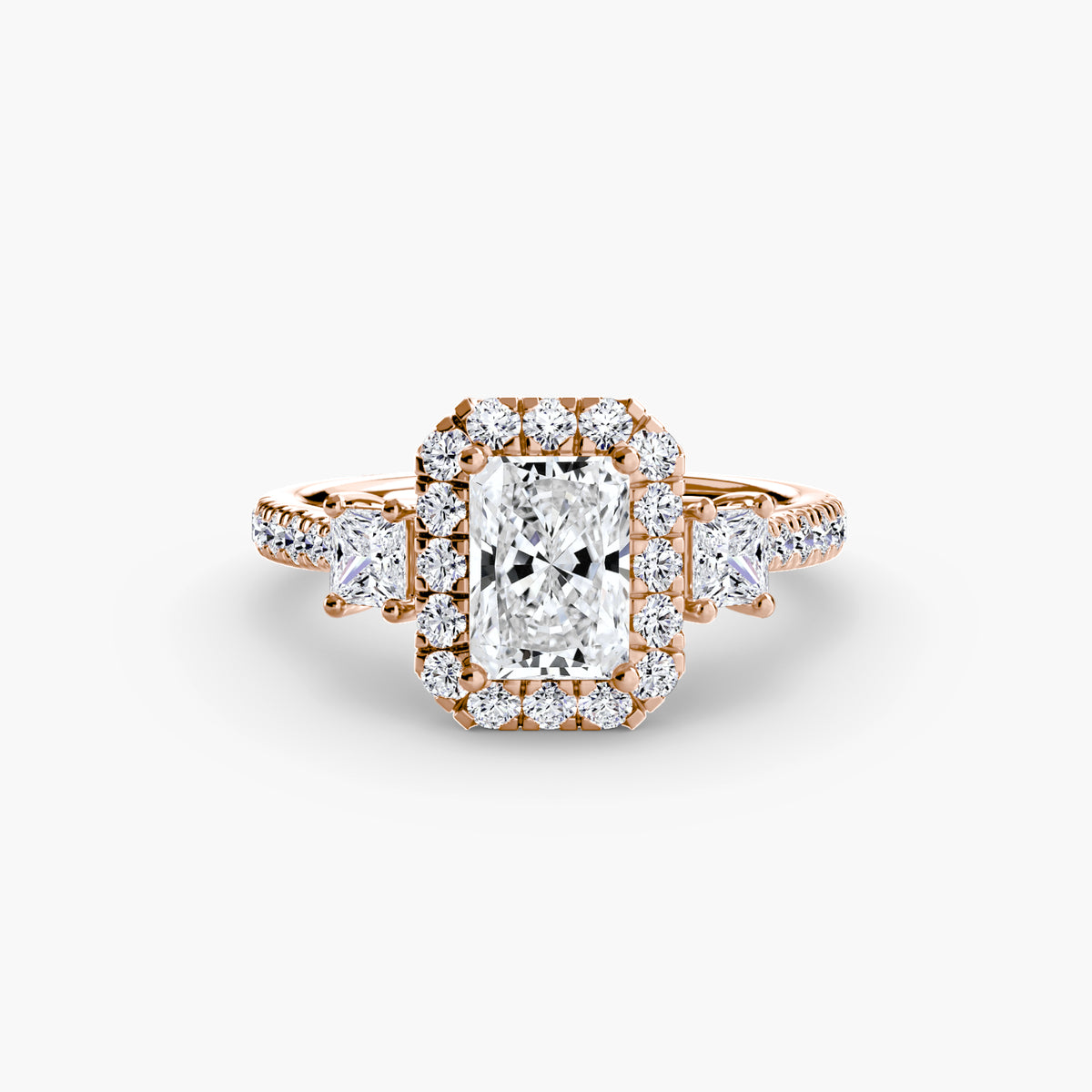 Three-Stone Ring with Halo 2 – Ringfassung / Ring setting
