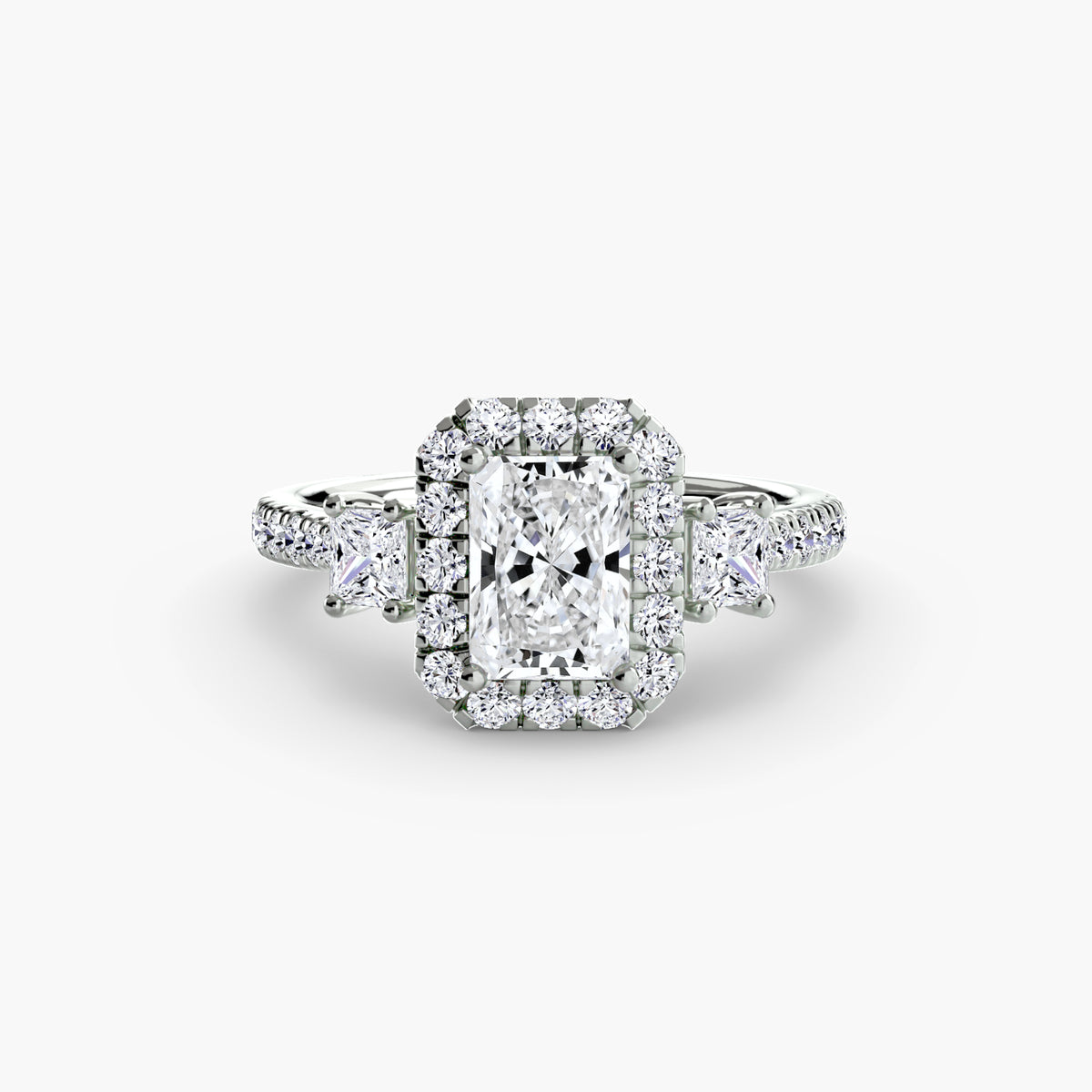 Three-Stone Ring with Halo 2 – Ringfassung / Ring setting