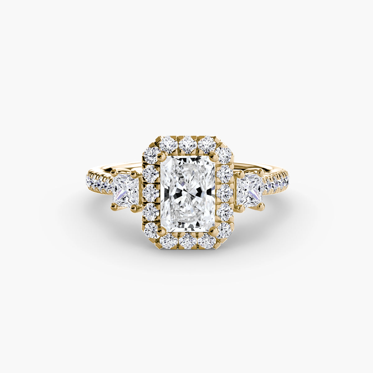 Three-Stone Ring with Halo 2 – Ringfassung / Ring setting