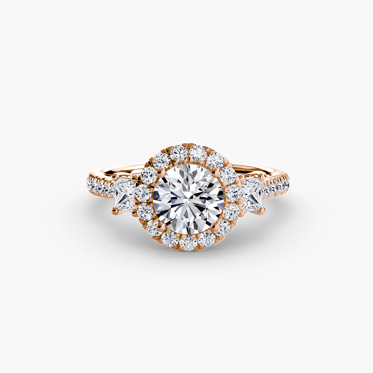 Three-Stone Ring with Halo 2 – Ringfassung / Ring setting