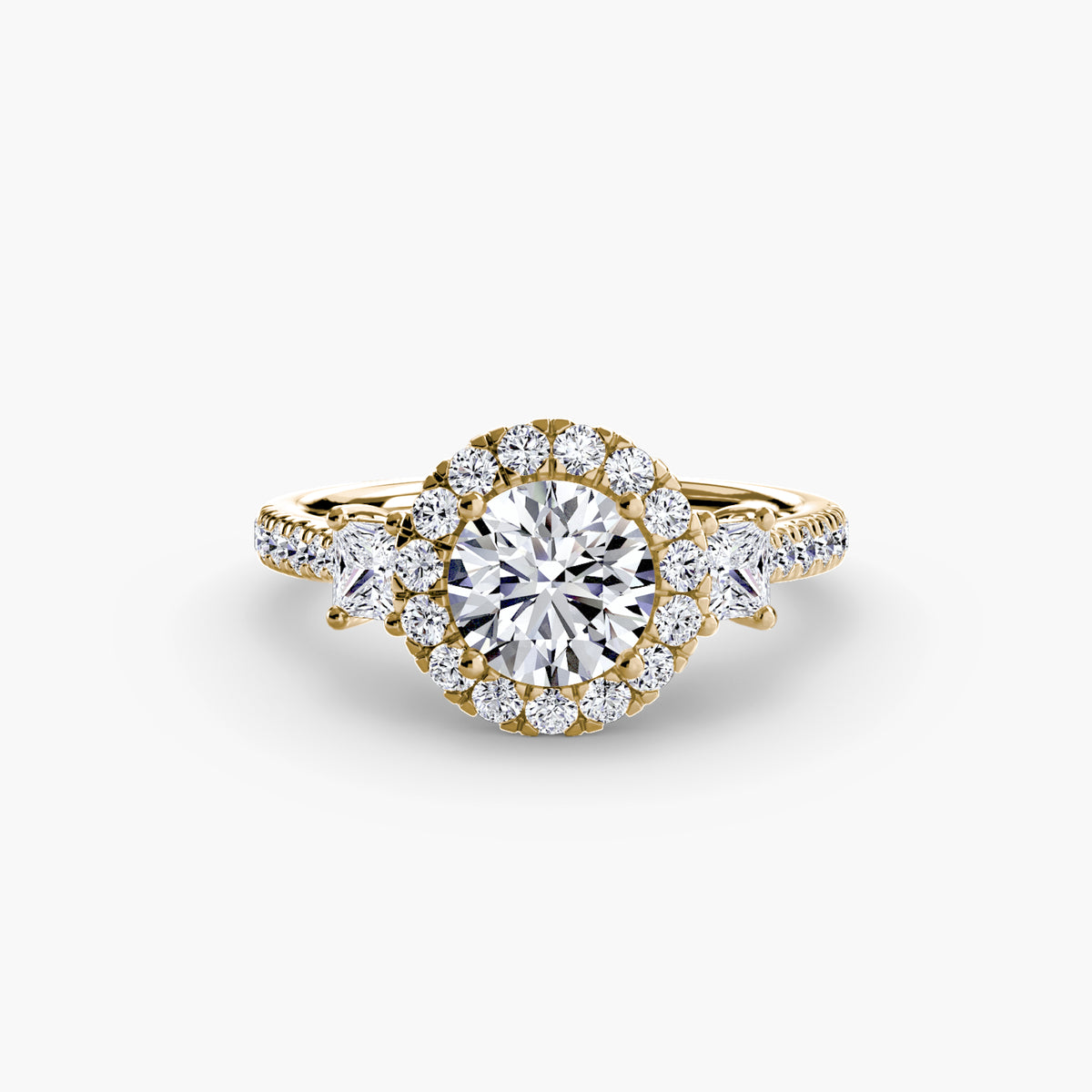 Three-Stone Ring with Halo 2 – Ringfassung / Ring setting
