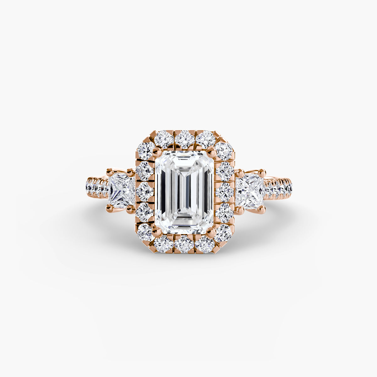 Three-Stone Ring with Halo 2 – Ringfassung / Ring setting