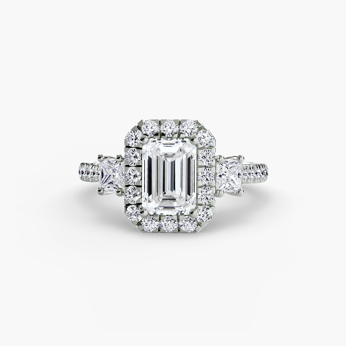 Three-Stone Ring with Halo 2 – Ringfassung / Ring setting