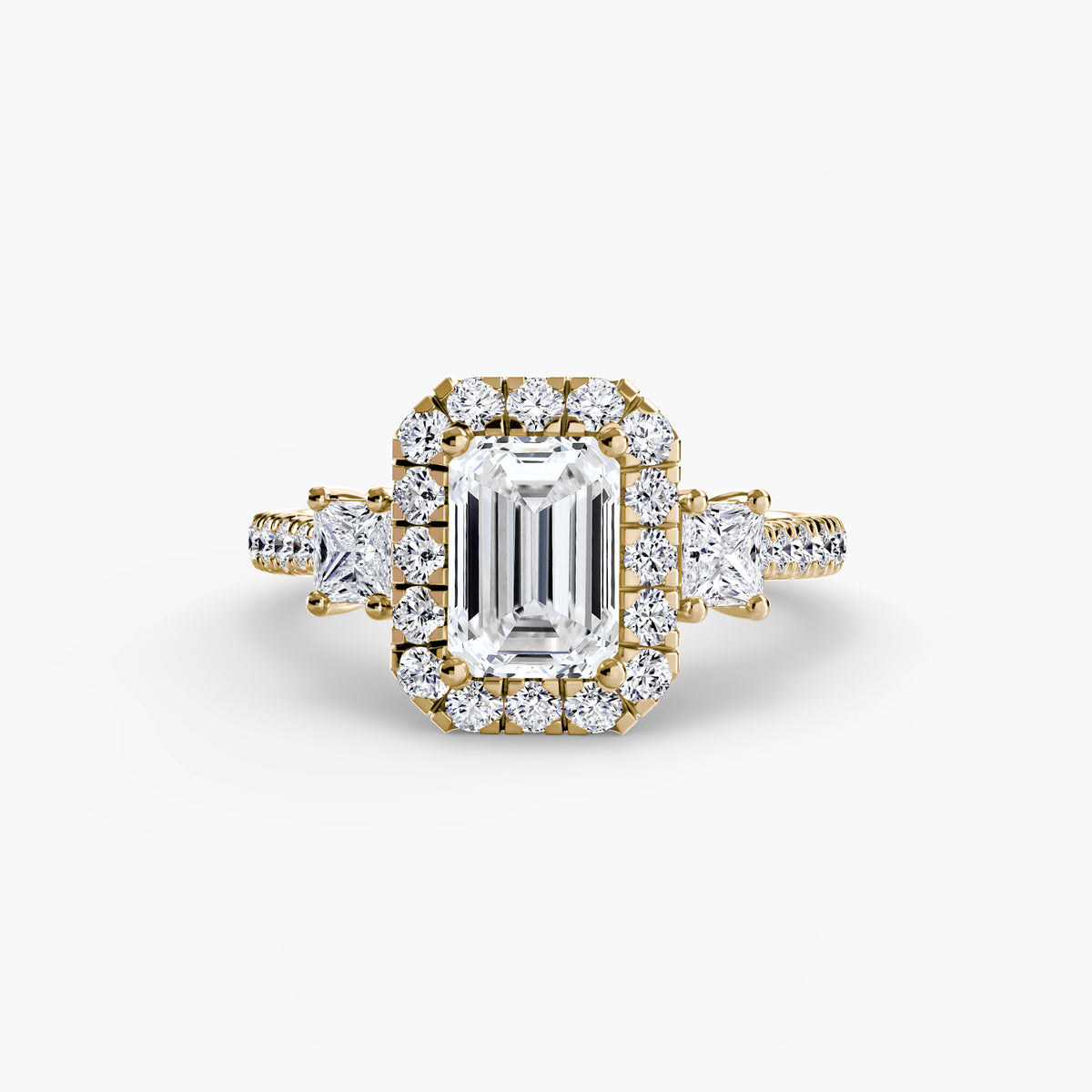 Three-Stone Ring with Halo 2 – Ringfassung / Ring setting